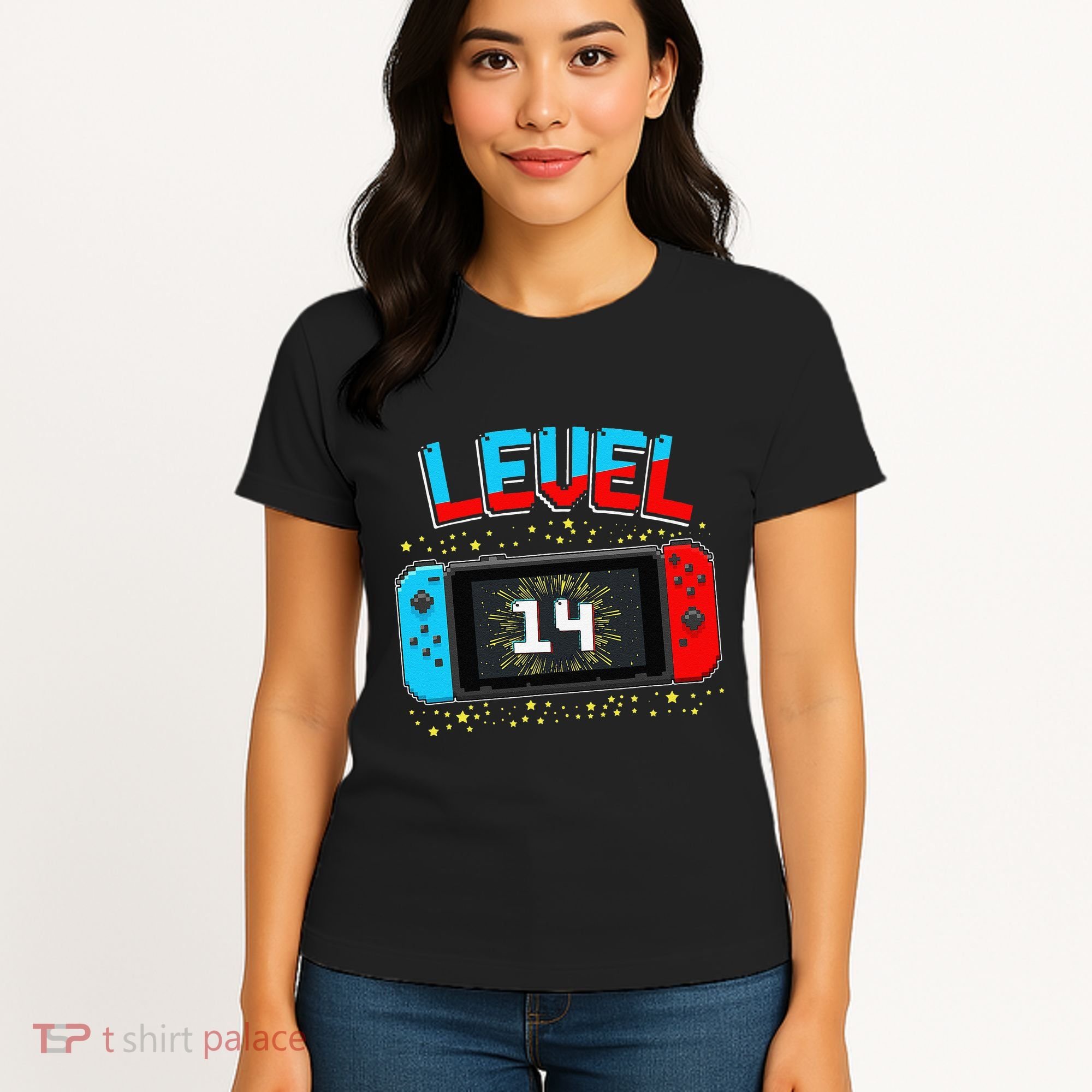Level 14 Unlocked Gamer 14th Birthday Gift Video Game Lovers Cute Women's T-Shirt