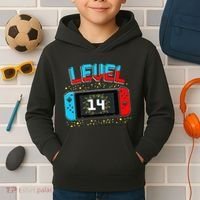Level 14 Unlocked Gamer 14th Birthday Gift Video Game Lovers Cute Kids Hoodie thumb 2