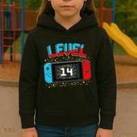Level 14 Unlocked Gamer 14th Birthday Gift Video Game Lovers Cute Kids Hoodie thumb 3