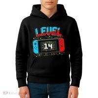 Level 14 Unlocked Gamer 14th Birthday Gift Video Game Lovers Cute Kids Hoodie thumb 4