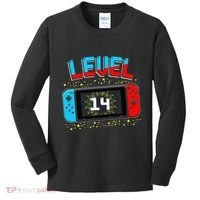 Level 14 Unlocked Gamer 14th Birthday Gift Video Game Lovers Cute Kids Long Sleeve Shirt thumb 0