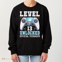 Level 13 Unlocked Video Game 13th Birthday Gamer Kids Women's Sweatshirt thumb 0
