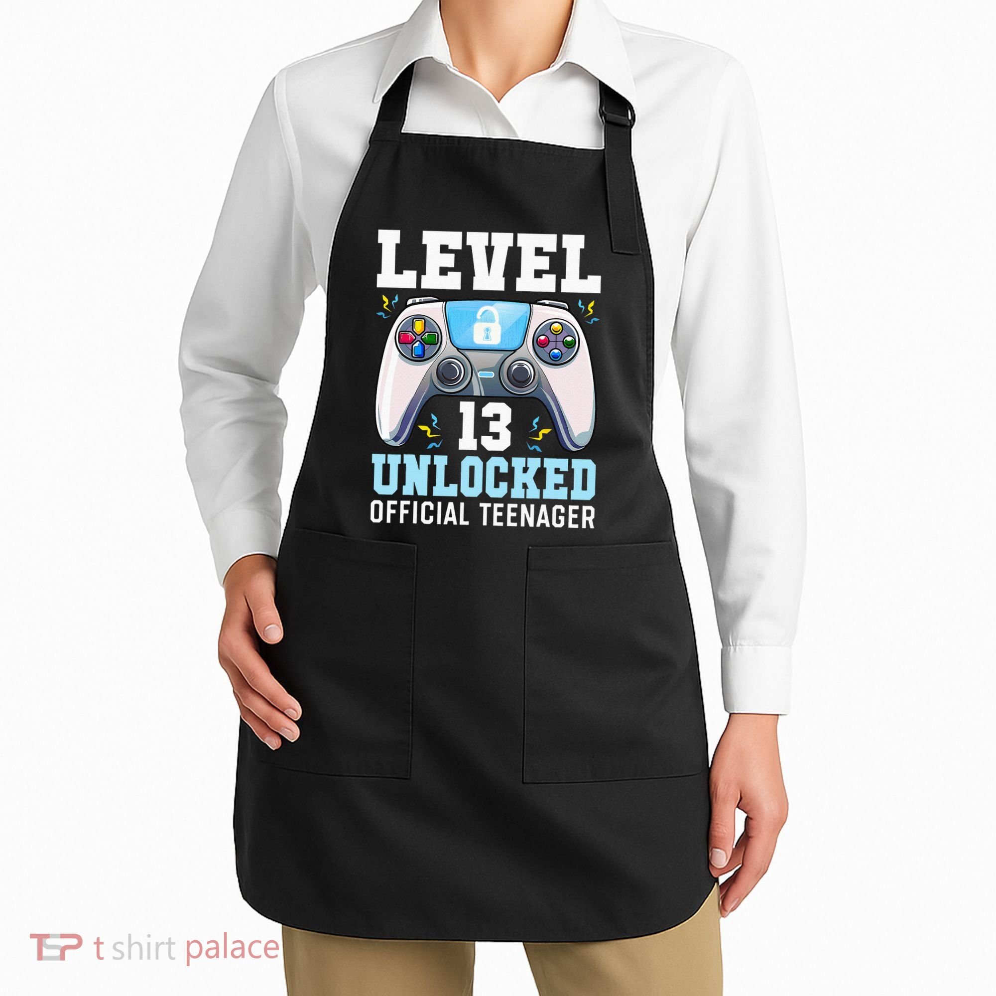 Level 13 Unlocked Video Game 13th Birthday Gamer Kids Apron