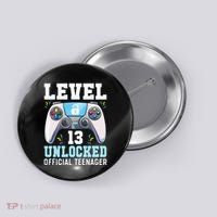Level 13 Unlocked Video Game 13th Birthday Gamer Kids Button thumb 0
