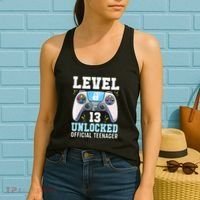 Level 13 Unlocked Video Game 13th Birthday Gamer Kids Women's Tank Top thumb 2