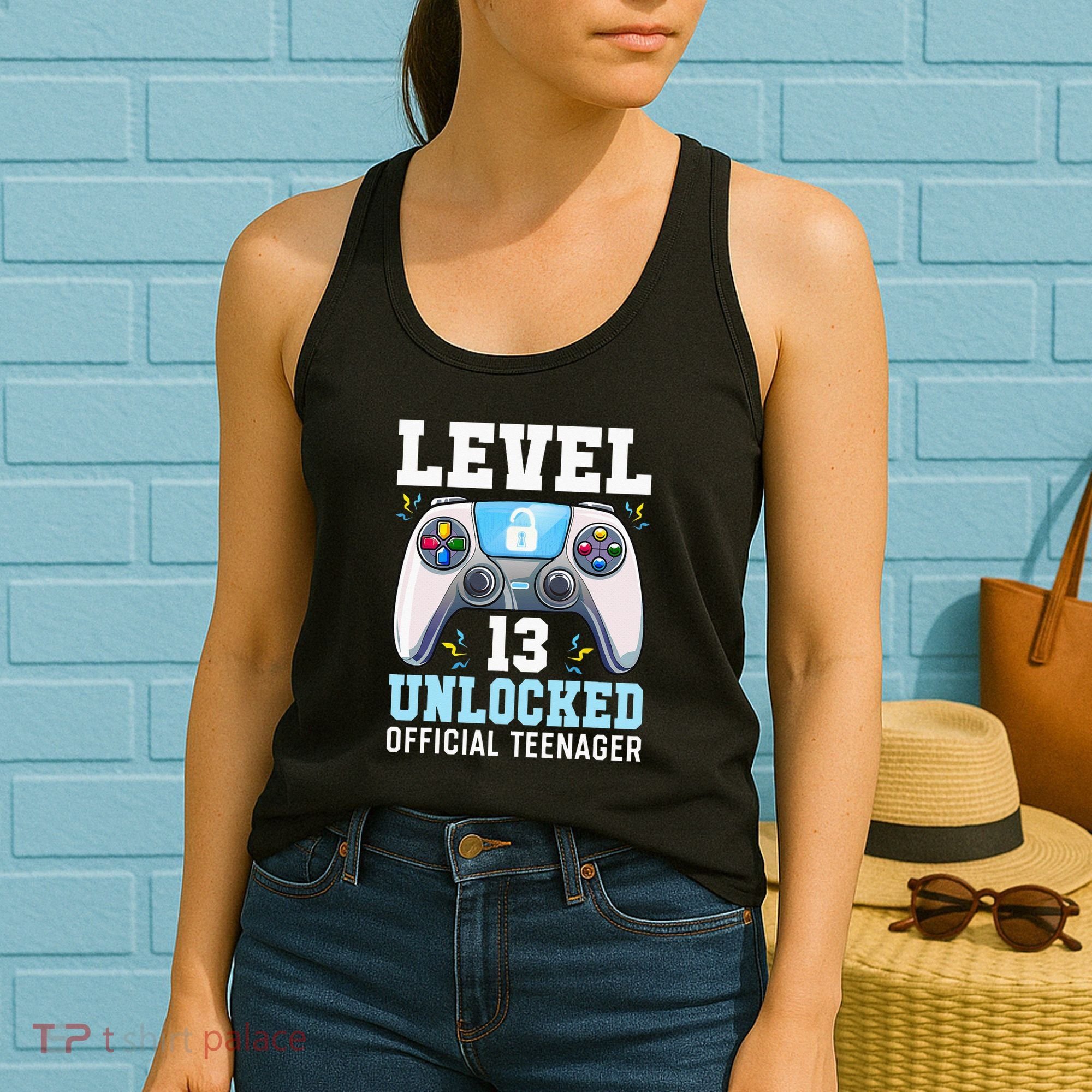 Level 13 Unlocked Video Game 13th Birthday Gamer Kids Women's Tank Top
