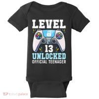 Level 13 Unlocked Video Game 13th Birthday Gamer Kids Baby Bodysuit thumb 0