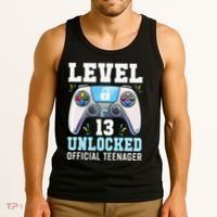Level 13 Unlocked Video Game 13th Birthday Gamer Kids Tank Top thumb 3