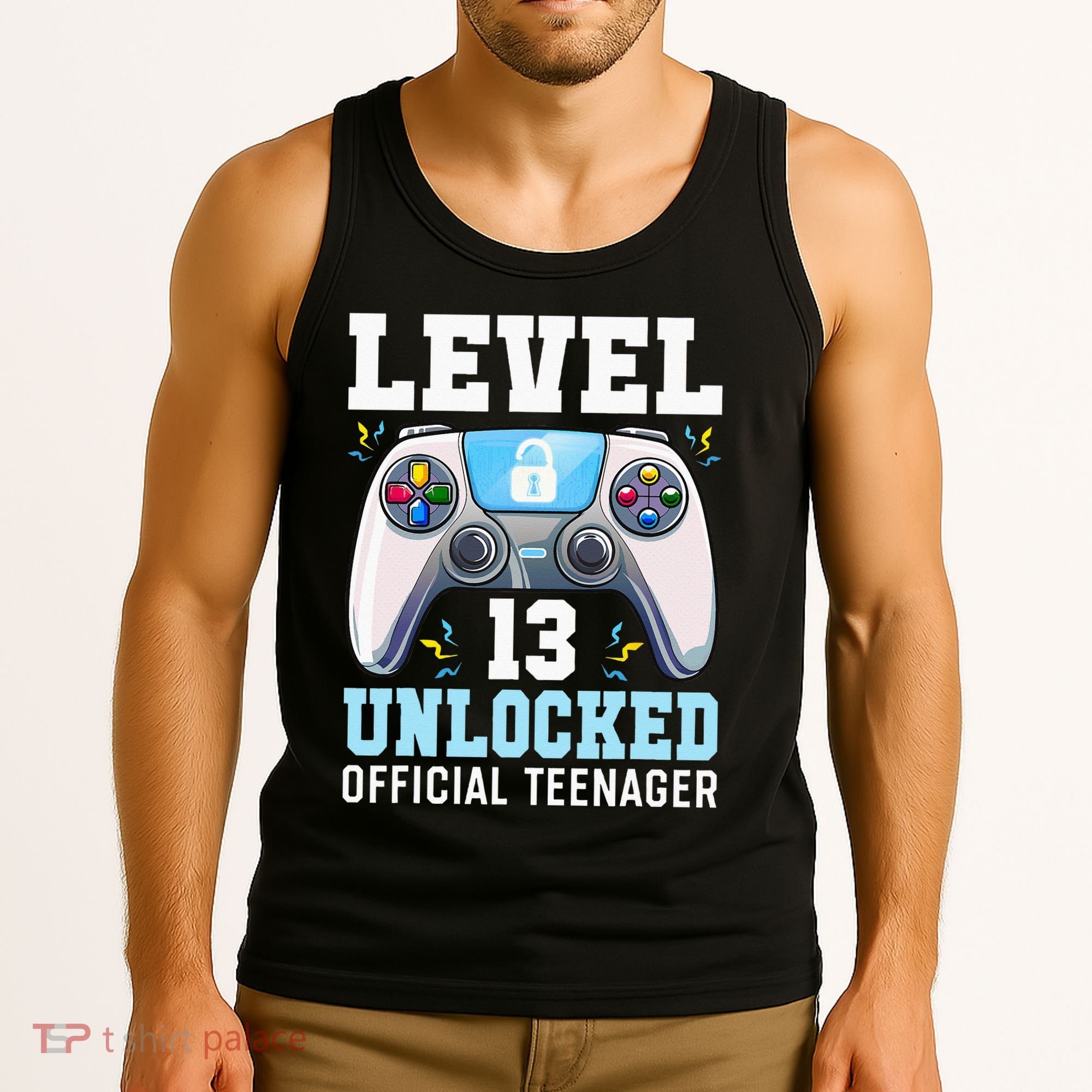 Level 13 Unlocked Video Game 13th Birthday Gamer Kids Tank Top