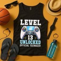 Level 13 Unlocked Video Game 13th Birthday Gamer Kids Tank Top thumb 4