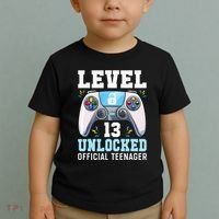 Level 13 Unlocked Video Game 13th Birthday Gamer Kids Toddler T-Shirt thumb 2