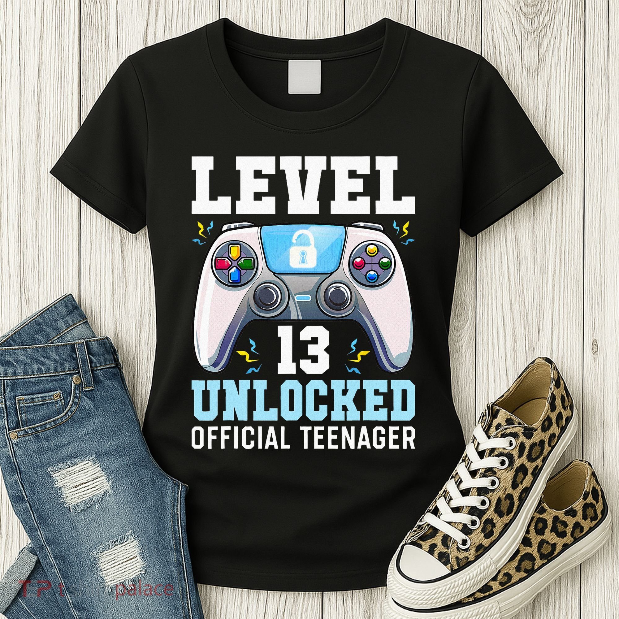 Level 13 Unlocked Video Game 13th Birthday Gamer Kids Women's T-Shirt