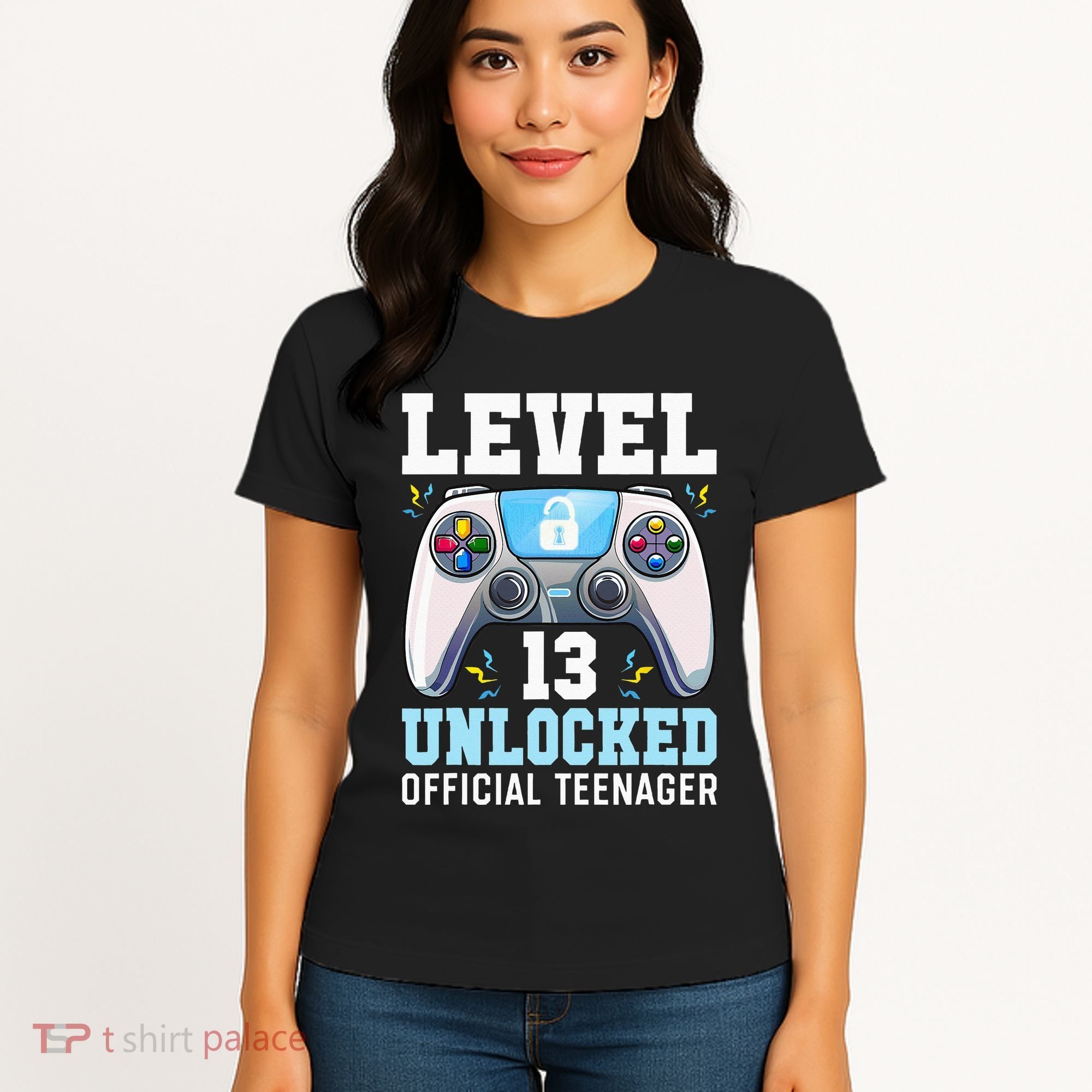 Level 13 Unlocked Video Game 13th Birthday Gamer Kids Women's T-Shirt