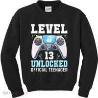 Level 13 Unlocked Video Game 13th Birthday Gamer Kids Kids Sweatshirt thumb 0
