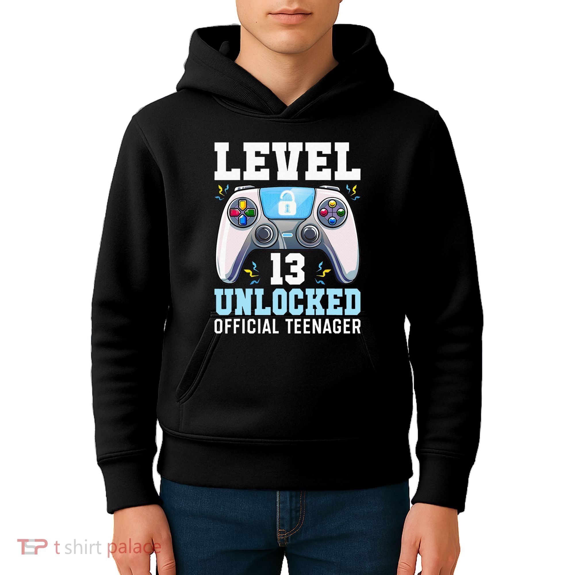 Level 13 Unlocked Video Game 13th Birthday Gamer Kids Kids Hoodie