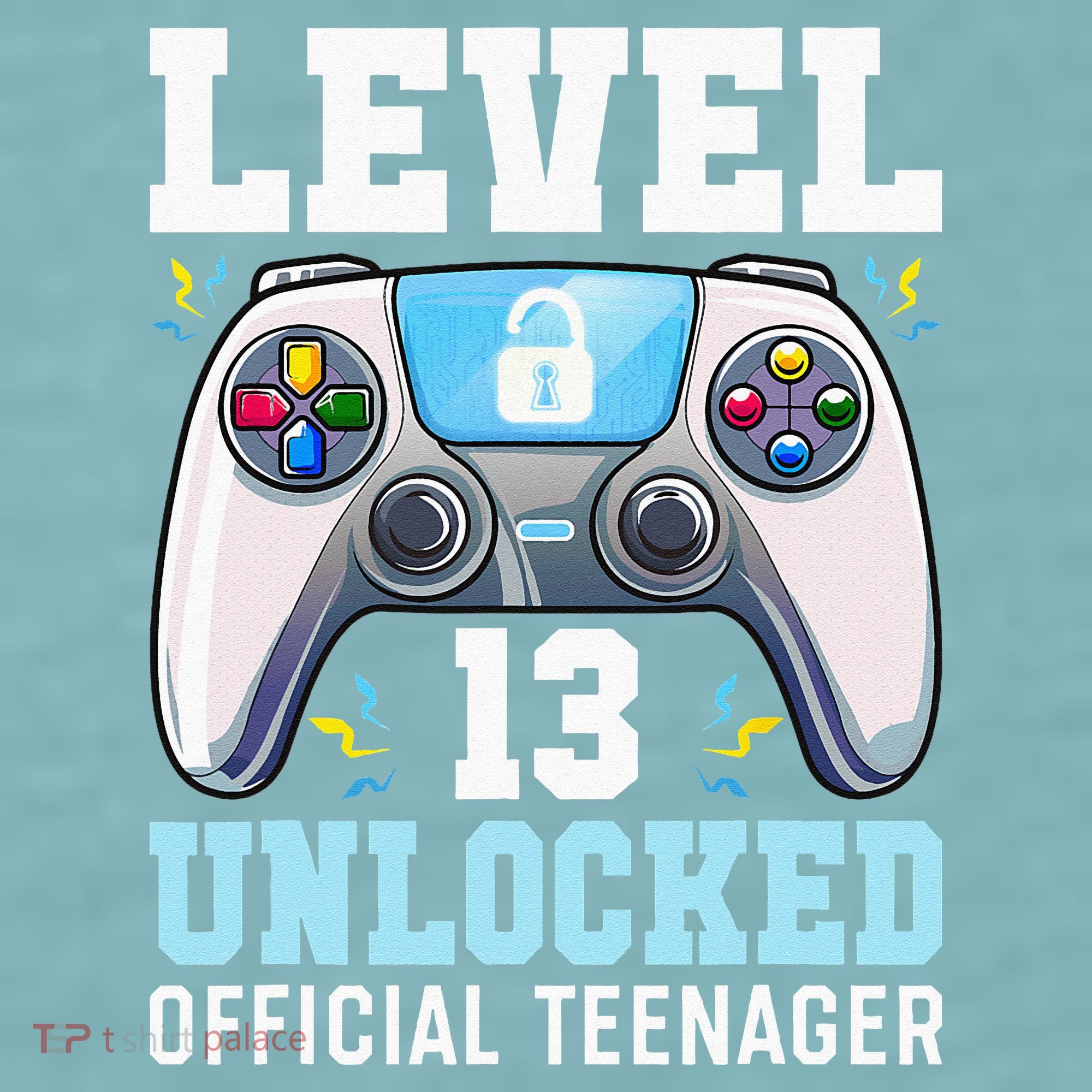Level 13 Unlocked Video Game 13th Birthday Gamer Kids Sueded Cloud Jersey T-Shirt