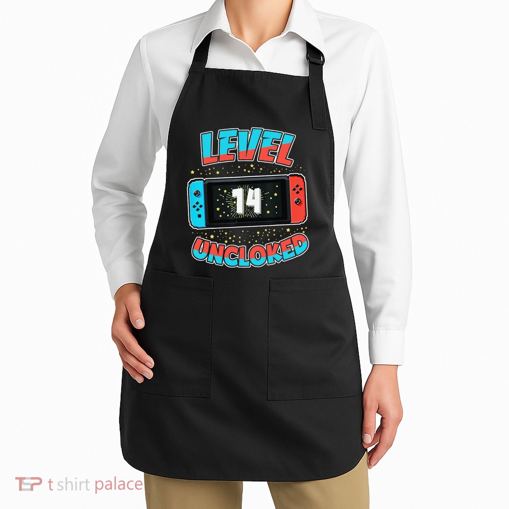 Level 14 Unlocked Gamer 14th Birthday Gift Video Game Lovers Apron
