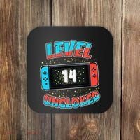 Level 14 Unlocked Gamer 14th Birthday Gift Video Game Lovers Coaster thumb 0
