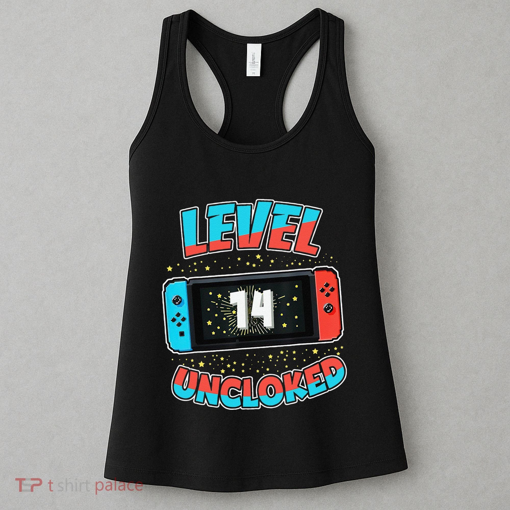 Level 14 Unlocked Gamer 14th Birthday Gift Video Game Lovers Women's Tank Top