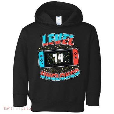 Level 14 Unlocked Gamer 14th Birthday Gift Video Game Lovers Toddler Hoodie