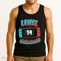 Level 14 Unlocked Gamer 14th Birthday Gift Video Game Lovers Tank Top thumb 3