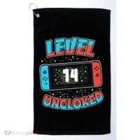 Level 14 Unlocked Gamer 14th Birthday Gift Video Game Lovers Golf Towel thumb 0