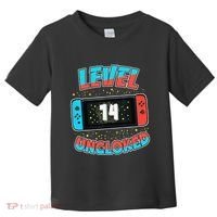 Level 14 Unlocked Gamer 14th Birthday Gift Video Game Lovers Toddler T-Shirt thumb 0