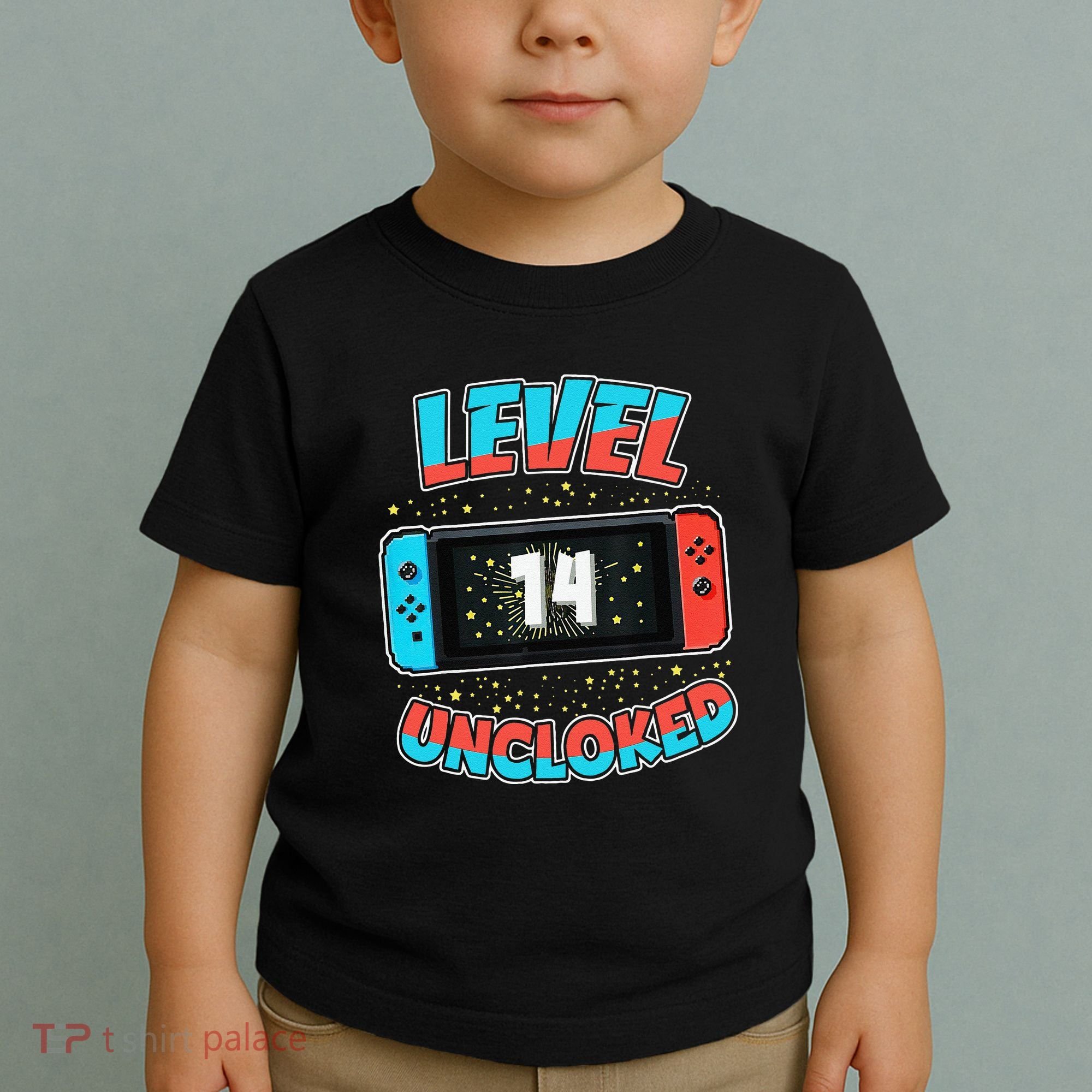 Level 14 Unlocked Gamer 14th Birthday Gift Video Game Lovers Toddler T-Shirt