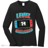 Level 14 Unlocked Gamer 14th Birthday Gift Video Game Lovers Women's Long Sleeve Shirt thumb 0