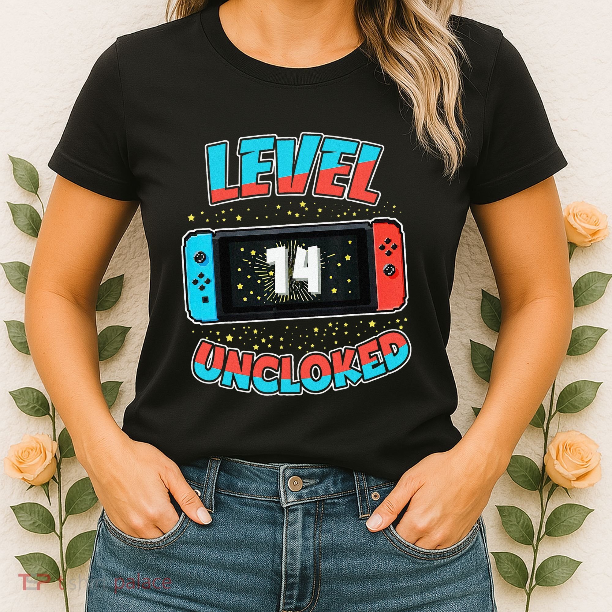 Level 14 Unlocked Gamer 14th Birthday Gift Video Game Lovers Women's T-Shirt