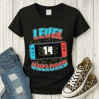 Level 14 Unlocked Gamer 14th Birthday Gift Video Game Lovers Women's T-Shirt thumb 3