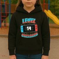 Level 14 Unlocked Gamer 14th Birthday Gift Video Game Lovers Kids Hoodie thumb 3