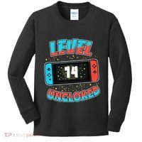 Level 14 Unlocked Gamer 14th Birthday Gift Video Game Lovers Kids Long Sleeve Shirt thumb 0