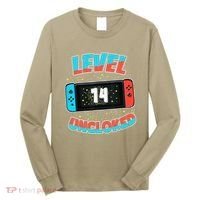 Level 14 Unlocked Gamer 14th Birthday Gift Video Game Lovers Long Sleeve Shirt thumb 0