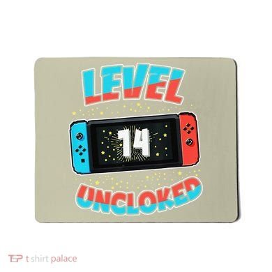 Level 14 Unlocked Gamer 14th Birthday Gift Video Game Lovers Mousepad