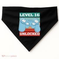 Level 16 Unlocked Gaming Retro USA-Made Doggie Bandana thumb 0
