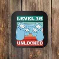 Level 16 Unlocked Gaming Retro Coaster thumb 0