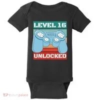 Level 16 Unlocked Gaming Retro Baby Bodysuit thumb 0