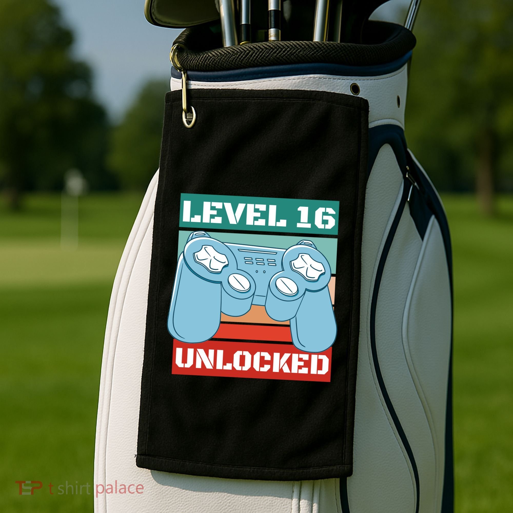 Level 16 Unlocked Gaming Retro Golf Towel