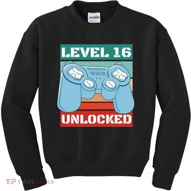 Level 16 Unlocked Gaming Retro Kids Sweatshirt