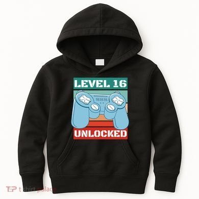 Level 16 Unlocked Gaming Retro Kids Hoodie