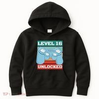 Level 16 Unlocked Gaming Retro Kids Hoodie thumb 0
