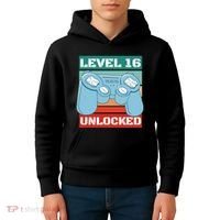 Level 16 Unlocked Gaming Retro Kids Hoodie thumb 4