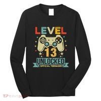 Level 13 Unlocked Teenager 13th Birthday Gamer Gift Long Sleeve Shirt thumb 0