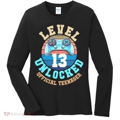 Level 13 Unlocked Video Game 13th Birthday Women's Long Sleeve Shirt