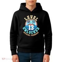 Level 13 Unlocked Video Game 13th Birthday Kids Hoodie thumb 4
