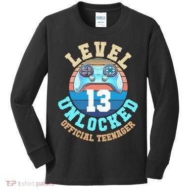 Level 13 Unlocked Video Game 13th Birthday Kids Long Sleeve Shirt