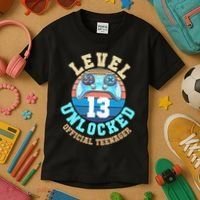 Level 13 Unlocked Video Game 13th Birthday Kids T-Shirt thumb 3