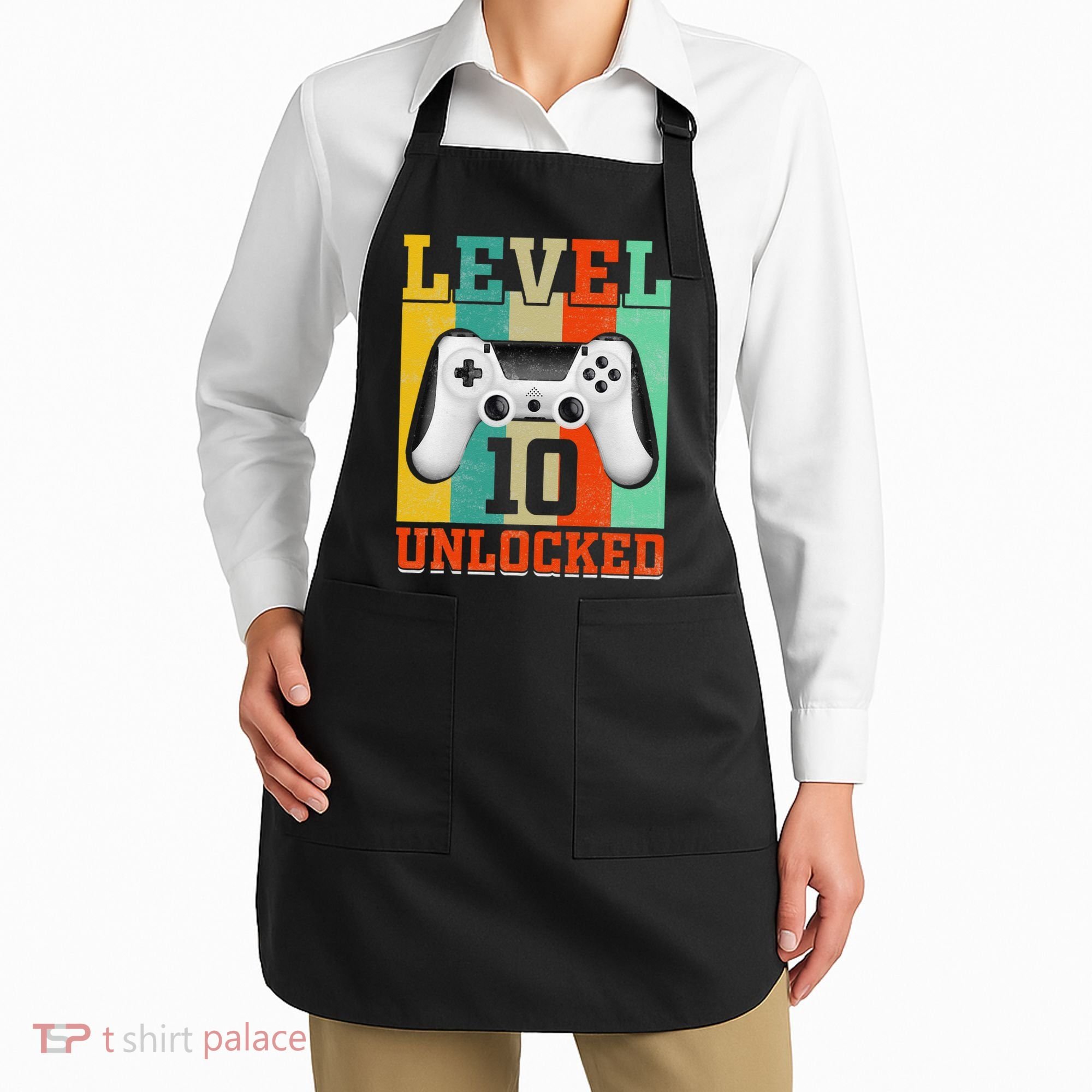 Level 10 Unlocked Birthday For 10 Years Old Gamer Bday Apron