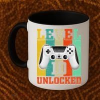 Level 10 Unlocked Birthday For 10 Years Old Gamer Bday Coffee Mug thumb 2